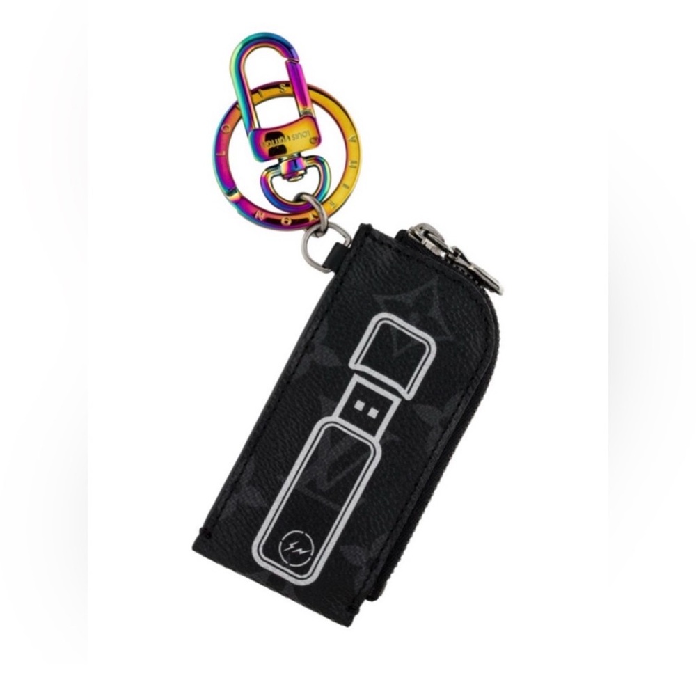EUC Black Louis Vuitton eclipse USB Drive Holder with Multicolor Keychain